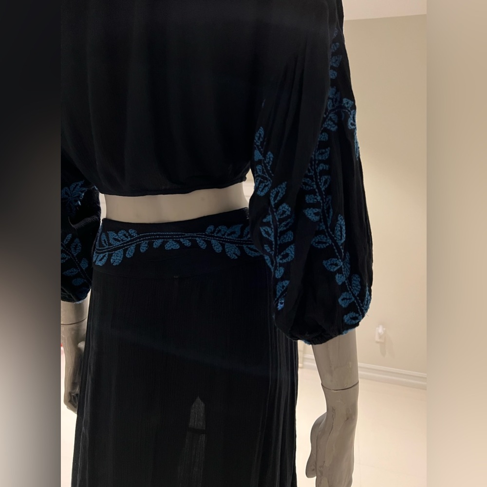 Free People Embroidered Maxi Skirt with crop top set $398 New - Picture 7 of 9